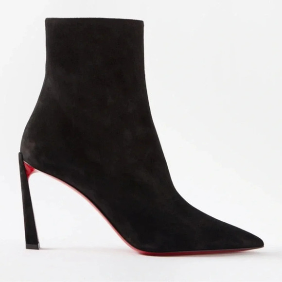 Christian Louboutin Shoes - New Christian Louboutin Condora 85 Suede Black Heel Ankle Zip Up Bootie, Size 40
